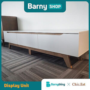 Display Unit White Bellinzona TV Cabinet with Wooden Laminate Finish - Solid, Stylish & Affordable | Barnything X Chic.Est